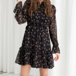 & Other Stories Black Top with Red Floral Embroidery